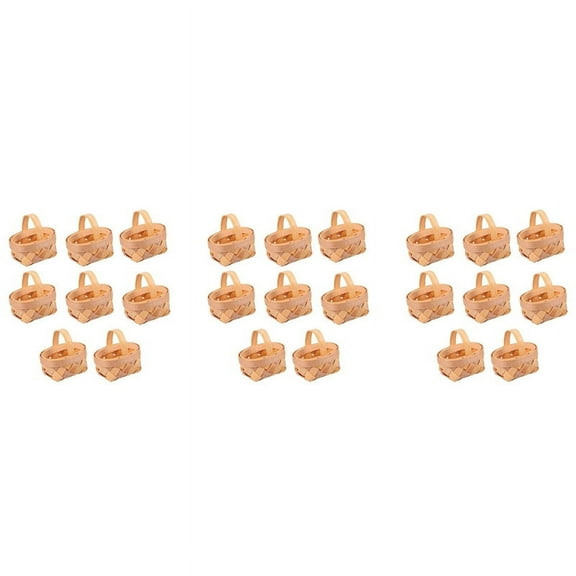 24PCS Mini Woven Baskets with Handles for Favors Crafts Decor Photo Prop