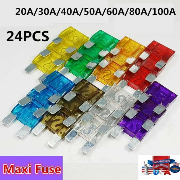 24PCS Mix Large MAXI / APX Blade Fuse Assortment Auto Car Truck SUV AMP FUSES