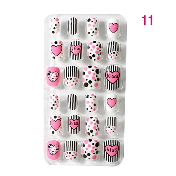 24PCS NEW Fshion Reusable Nails Art Detachable Fake Nails Press on Nails Full Cover False Nail Tips 11
