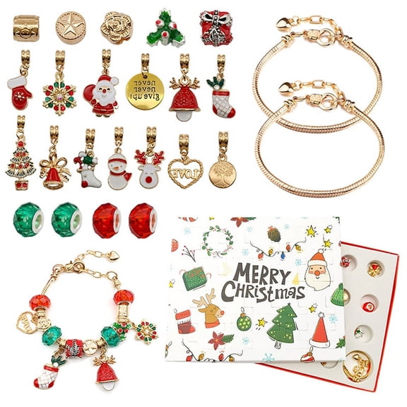 24PCS Necklace Pendant Christmas Countdown Calendar Blind Box Bracelet Gift Box