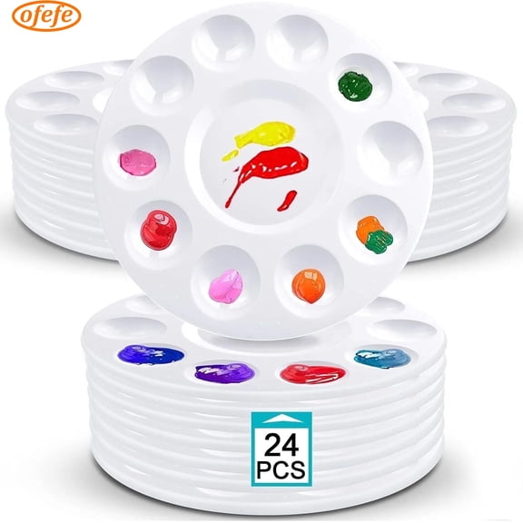 24PCS Paint Trays for Kids,Art Paint Tray Palette Plastic Pallet for Kids or Pupils to Painting, DIY Craft,Play Party at Home, Kindergarten or School