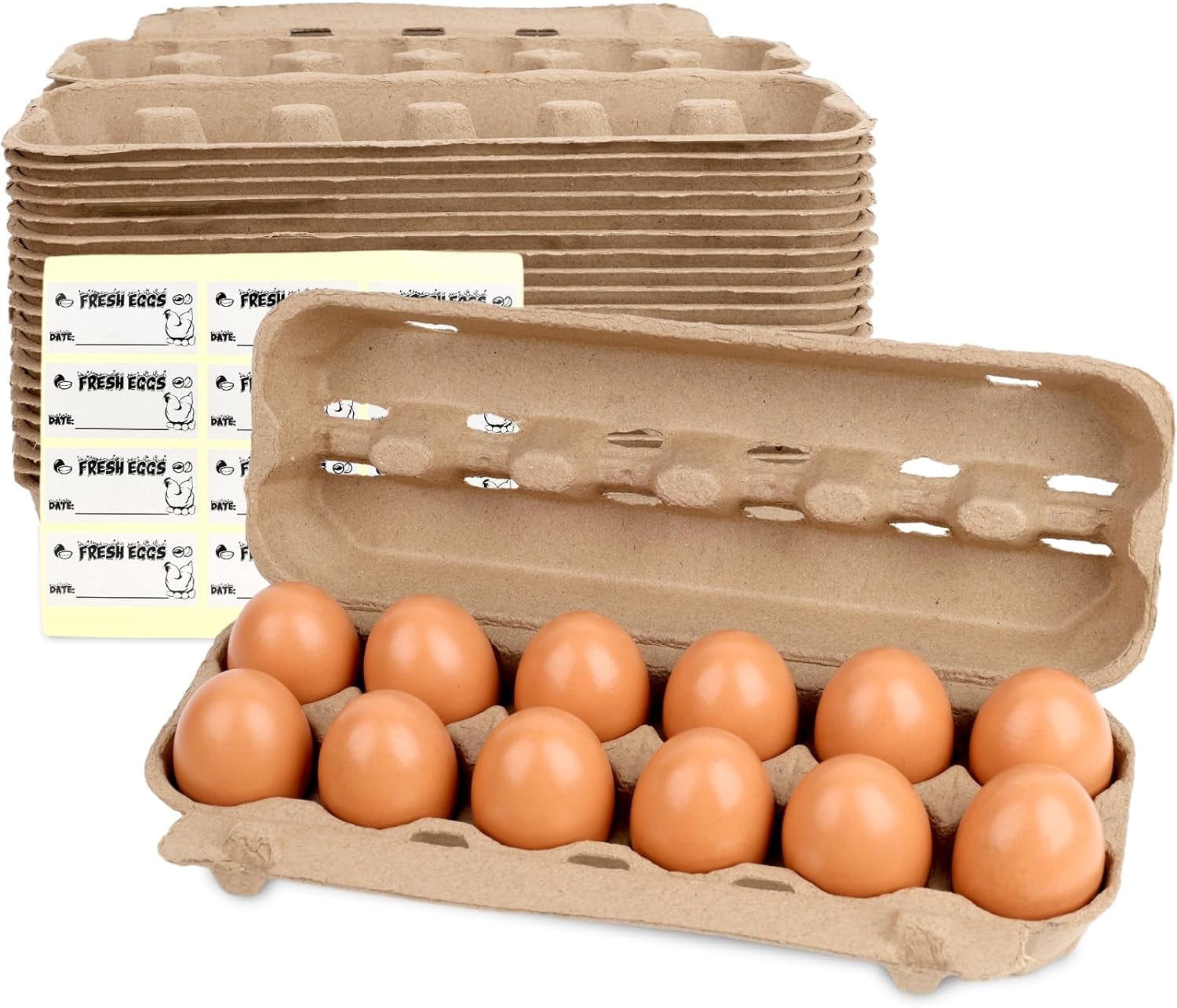24PCS Paper Egg Cartons, Pulp Egg Holder Cardboard Dozen Egg Cartons 12
