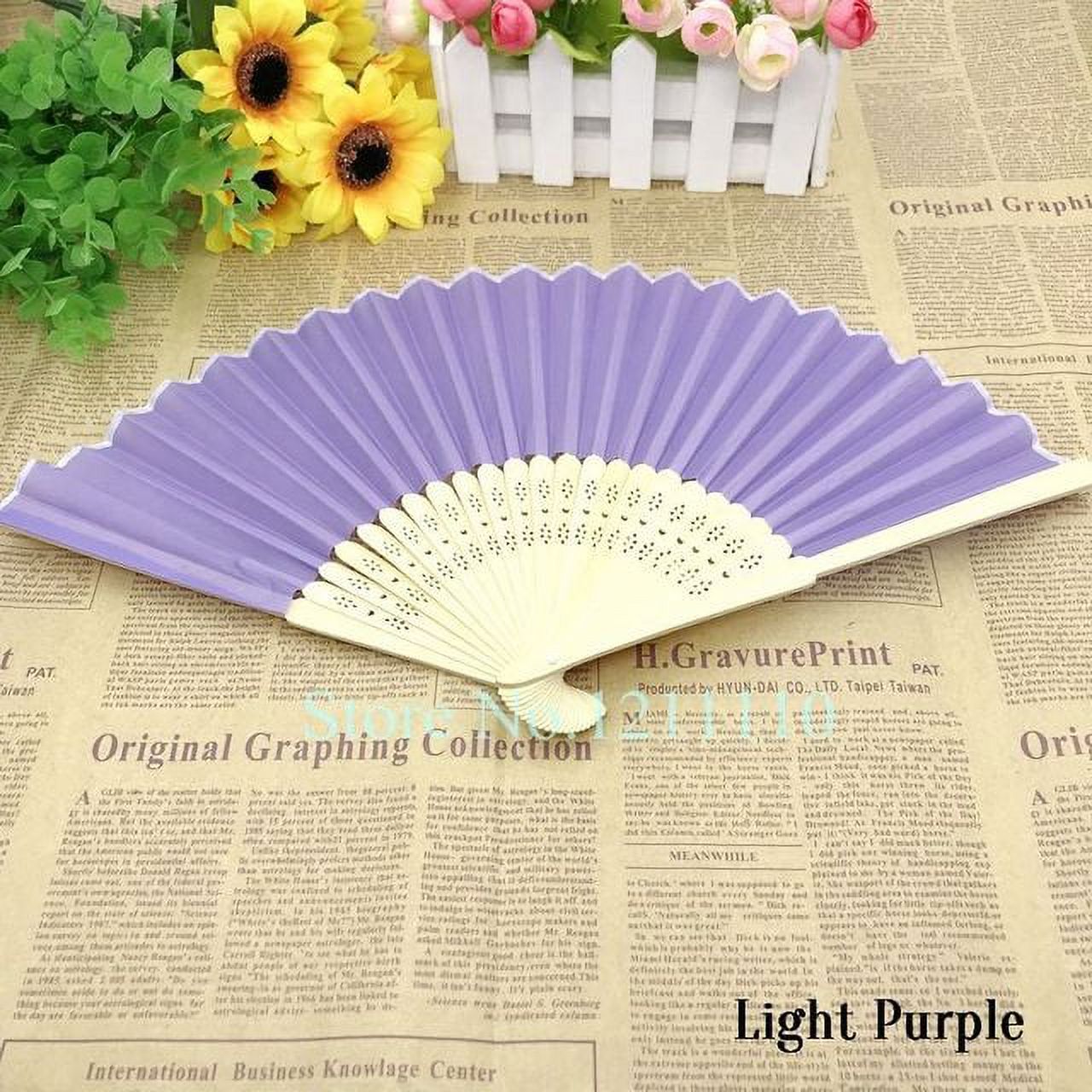 24PCS Personalizable Wedding Silk Cloth Fan Custom Printing Hand