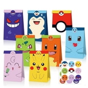 24PCS Pikachu Party Bags with Stickers, Pikachu Small Gift Bags, Pikachu Birthday Party Favors Bags for Girls Goodie Bags for Kids Birthday Party, Baby Shower, Halloween