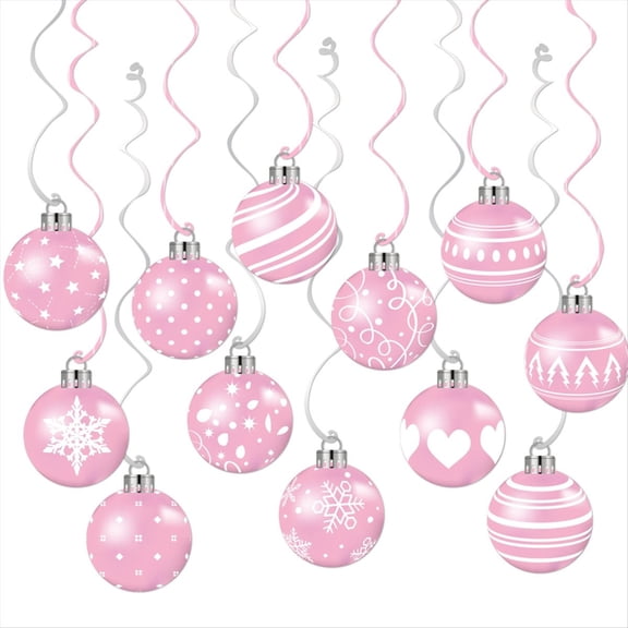 24PCS Pink Christmas Balls Hanging Decoration Xmas Party Decor Ornaments Holiday Supplies Tree Pendant