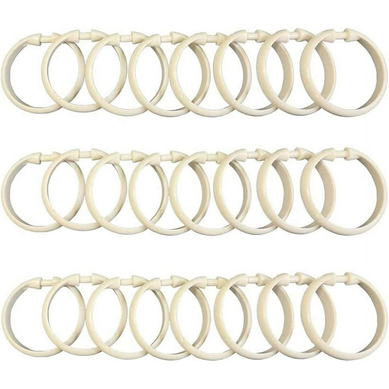 24PCS Plastic Round Rings for Curtain Shower Rod Hooks Unbreakable Curtain  Rings 2 inch Diameter Bathroom Rings for Shower Curtain Rod Hooks for  Drapes Glide Easily(Beige) 