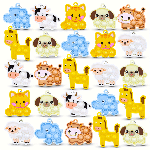 24PCS Pop Fidget Toys, Funny Animal Fidget Toys for Classroom Prizes, Christmas Party Favors, Christmas Stocking Stuffer, Birthday Party Gifts, Assorted Varieties
