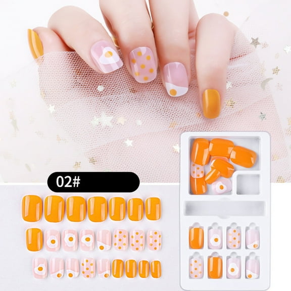 24PCS Reusable Full Cover False Nail Tips with Strong Tabs for Instant Elegant Salon Quality Manicure at Home