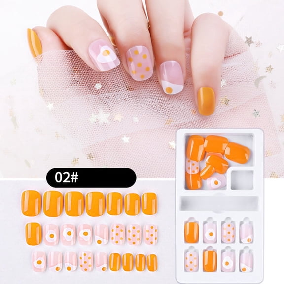 24PCS Reusable Full Cover False Nail Tips with Strong for Instant Elegant Manicure