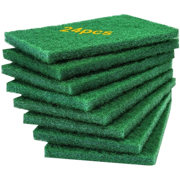 24PCS Scouring Pad - Premium Heavy Duty Scrub Pads, Reusable Household Green Dish Scrubber, Multipurpose Scour pad - for Kitchen Scrubber & Metal Grills, 3.9 x 5.9 x 0.36IN