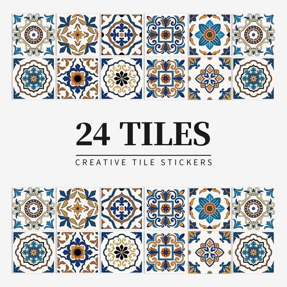 24PCS Self-Adhesive Anti-Oil Sticker Kitchen Stove High Temperature Ceramic Tile Cabinet Waterproof Wall Sticker -S