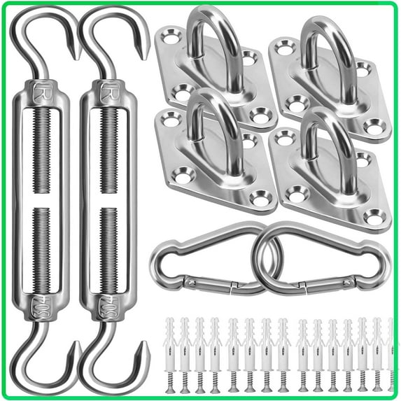 24PCS Shade Sail Hardware Kit,5 Inch for Triangle Rectangle Sun Shade Sail Installation,Stainless Steel Sun Shade Sail Hardware Kit for for Garden Outdoors,Sun Shade Sail Fixing Accessories D