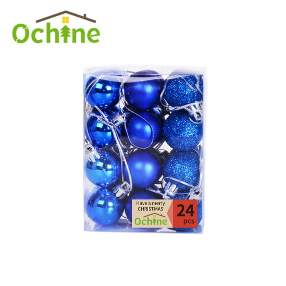 24PCS Shatterproof Plastic Balls Christmas Ornaments Mini Hanging Ball Decorations for Xmas Tree, Holiday, Wedding, Party (1.18" In Dia, Blue)