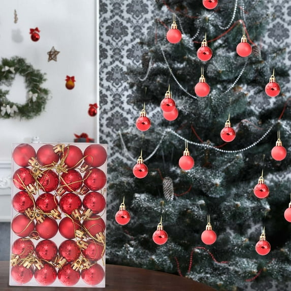 24PCS Shatterproof Red Christmas Ornaments, Glossy & Matte Hanging Baubles, Holiday Tree Decorations, Festive Party Decor, Durable Christmas Balls for Home & Wreaths