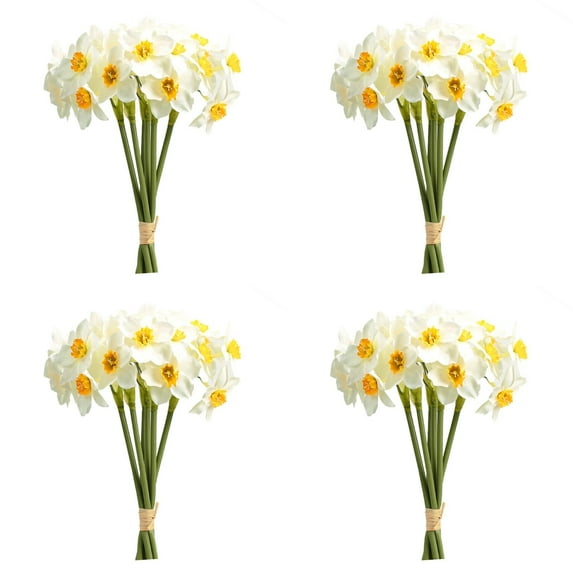 24PCS Silk Daffodil Flowers Bouquet - Realistic Narcissus Arrangement - Maintenance-Free Spring Decor for Indoor/Outdoor Use in Home, Wedding, Office & Table Centerpieces