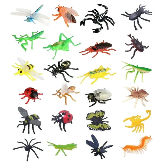 24PCS Soft Rubber Animal Insect Toy Set, Realistic Butterfly Bee Bug Figurines for Early Learning, Toddler Educational Gift