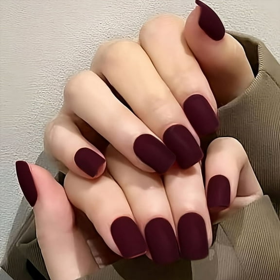 24PCS Solid Color Press On Nails Medium Long Square Glue On Nails, Short Fake Nails Kit Acrylic Pure Matte Color Gel Nails Set Natural Fingernails Manicure For Women Girls