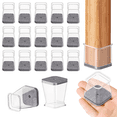 thumbnail image 1 of 24PCS Square Chair Leg Floor Protectors, Clear Silicone Caps with Felt Pads, Anti-Scratch Furniture Leg Covers for Hardwood Floors, 1 of 6
