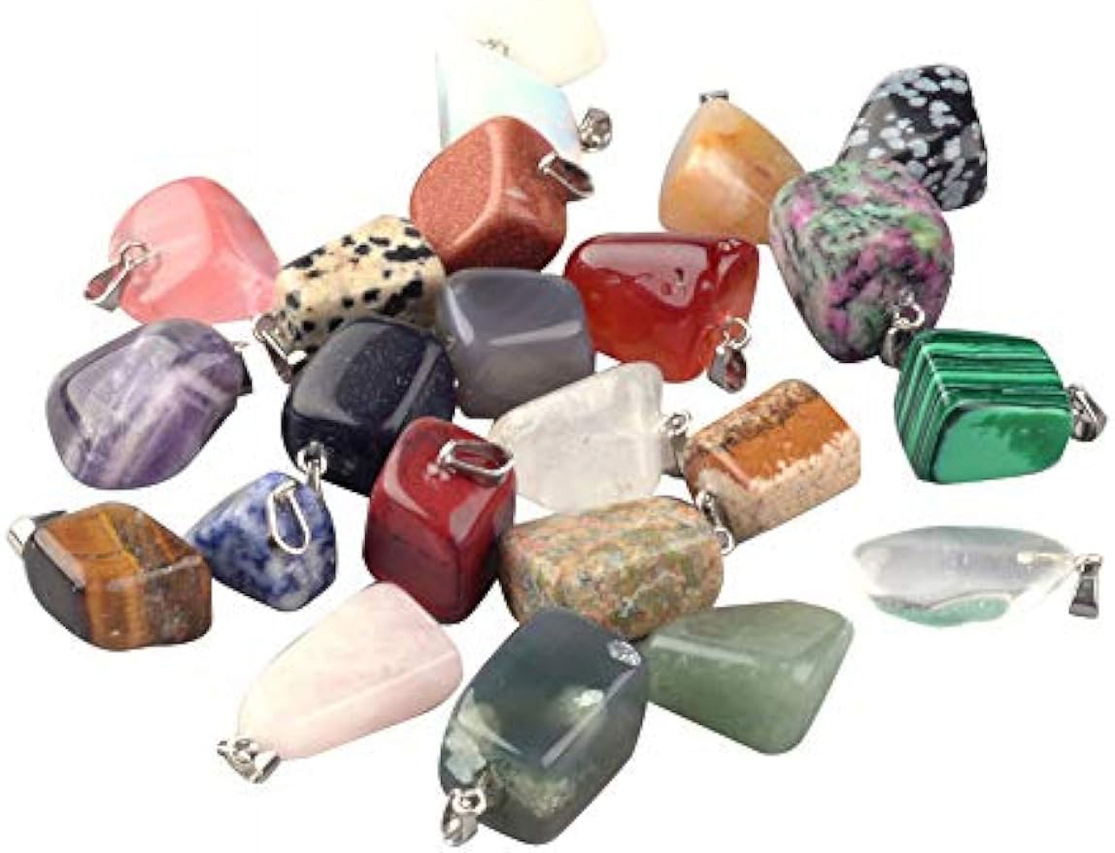 24PCS Stone Beads Pendants Rock Charms with Brass Findings Mixed ...