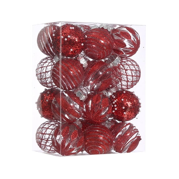 24PCS Thin Christmas Garnishes Colorful Impregnable EDIT Globes For Celebratory Tree Decorating