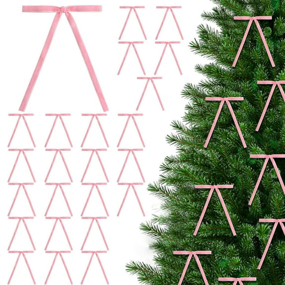 24Pcs Ribbon Velvet Bows Vintage Decorations for Christmas Tree, Wreath, Wedding, Gift Wrap, Velvet Bow Decorations, Wreath and Christmas Tree Accents for Festive Holiday Decor