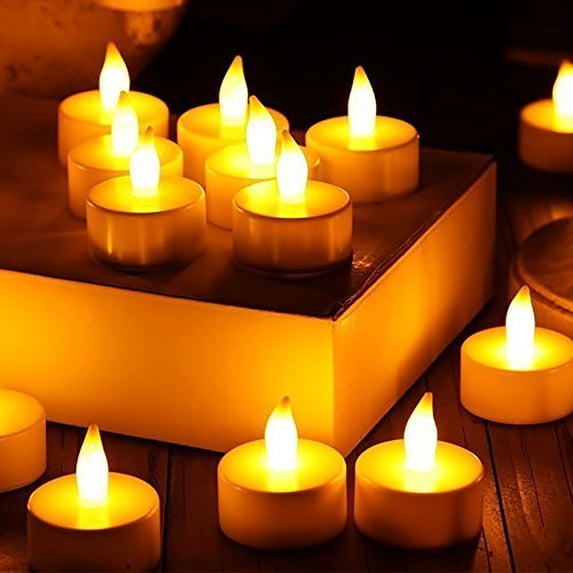 24PCS Warm White LED Tea Lights ,Last 100H+,Flickering Flameless Battery Operated Realistic Tea Lights for Christmas Decor,Weddings,Party,Home Decor
