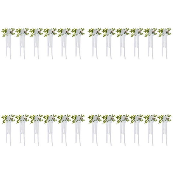 24PCS Wedding Aisle Chair Decorations - Rose Floral Pew Flowers with Chiffon Ribbons - Artificial Wedding Chair Back Flowers for , Ceremony, Bench & Reception Decor