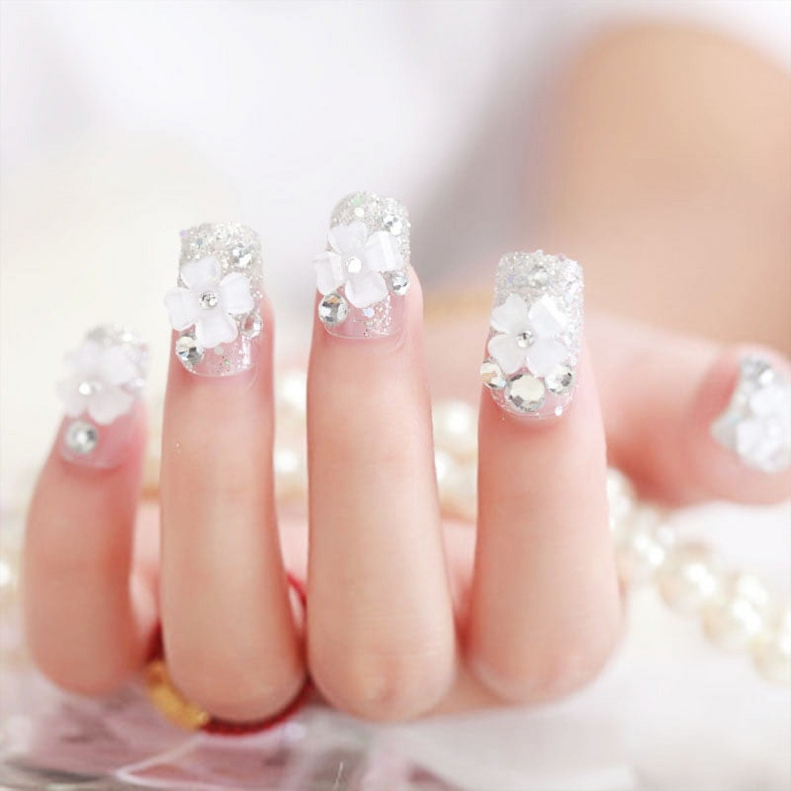 24PCS Wedding Bride Nail Art Tips 3D Flower Decal Women Fingernail Short Full Cover Fake False Nails With Glue 1fd1a77d f322 4c49 8754 57cd89fec5f3.c141b66f5572c8c60f653d2cef8fa4df