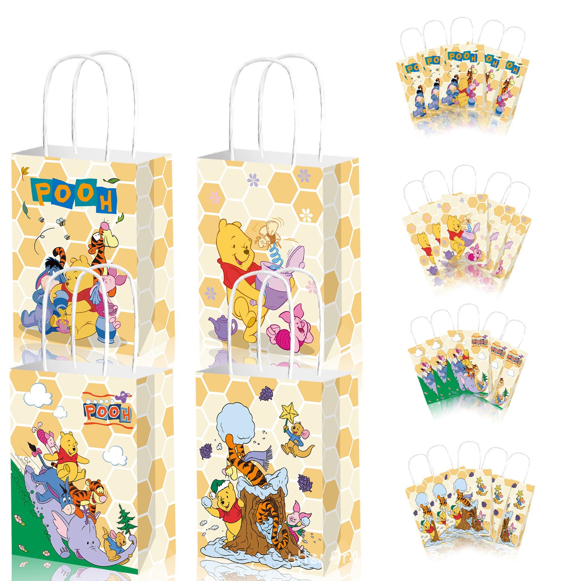 24PCS For Winnie the Pooh Theme Party Favor Bags,Birthday Party Bags,Birthday Party Decorations With Handles Favor Bags Candy Gift Bags for Boy Girls Birthday Party