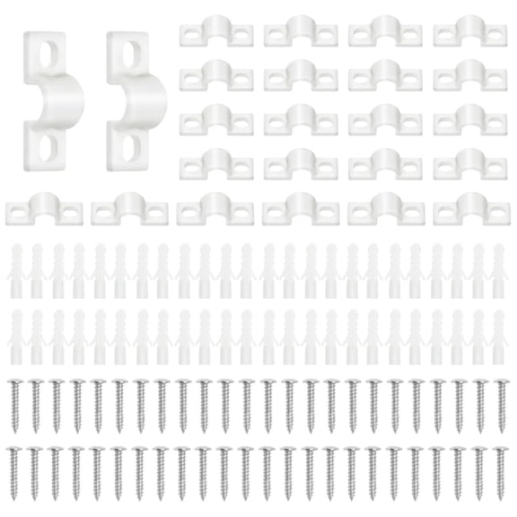 24PCS Metal Wire Shelf Loop Clips, Closet Maid Accessories | Shelf Clips for Metal Shelving Closet Maid Shelf Clip, White Plastic Down Wall Loop Clips with Screws Expansion Tubes