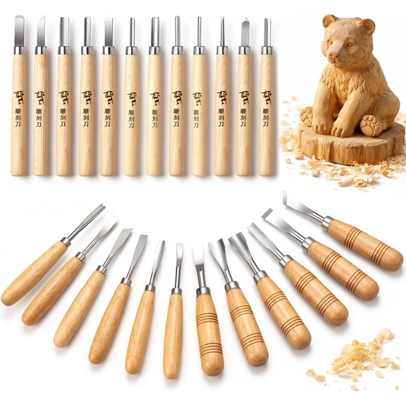 24PCS Wood Knife Kit Set Wood Carving Kit,Professional Chisel Set, including Small, Middle, Large size (24PCS)$$Art & Craft