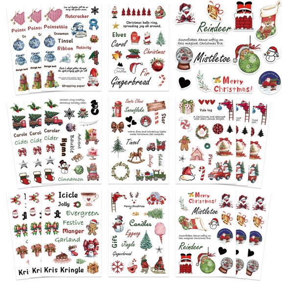 24PCs Christmas Stickers For All Ages Safe Materials Santa Snowman Reindeer Decorations And Projects
