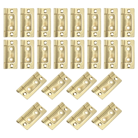 24Pack 2x1 Inch Door Hinges Non-Mortise No-Noise Plating, Golden