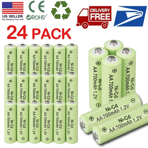 24Pack Aa Rechargeable Batteries Nicd 700Mah 1.2V Garden Solar Ni-Cd Light Lamp
