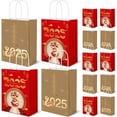 24Pack Chinese New Year Paper Gift Bags with Handles 2025 Red Snake