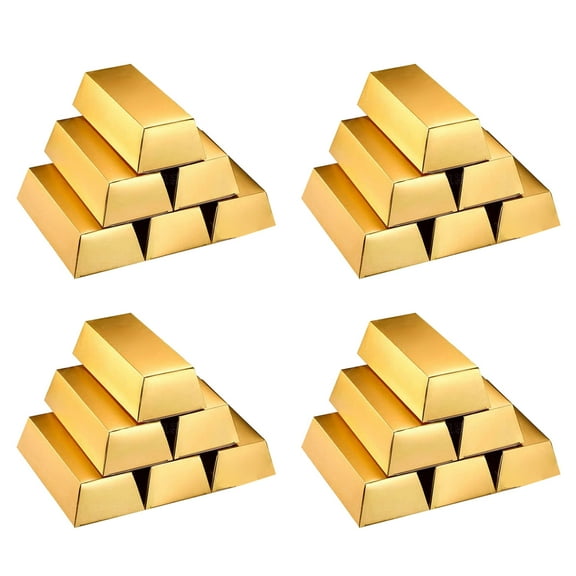 24Pack Gold Gift Box with Realistic Gold Brick Texture Present Packagings Box Treat Boxes for Parties & Gifts