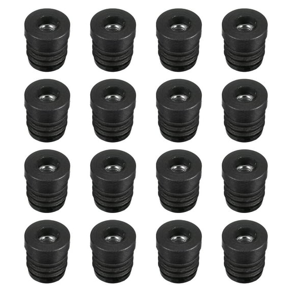 24Pack Inserts for Round Tubes with M6 Thread, for 19mm/0.75" OD Round Tube Furniture Leg Plug