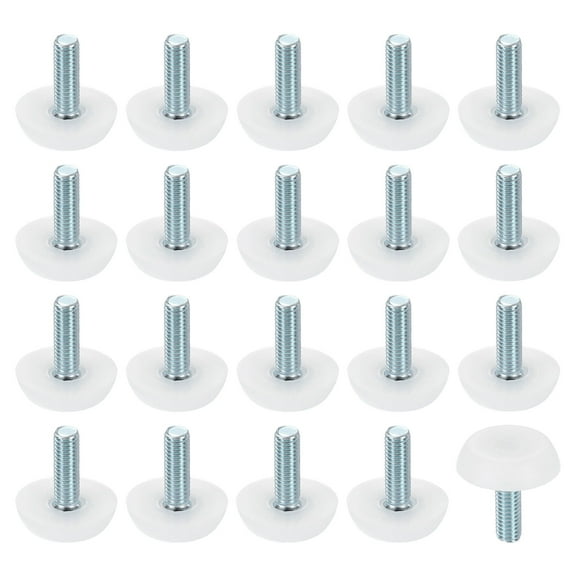 24Pack M6 Thread Furniture Feet Levelers, 23x18 Adjustable Leveling Screw, White