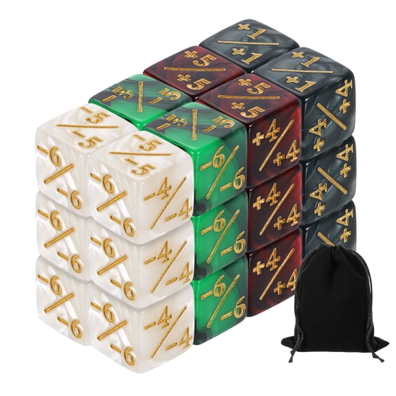 24Pack Magic Dice Counters, Acrylic D6 Life Counter Token Dice Set, 4 Colors