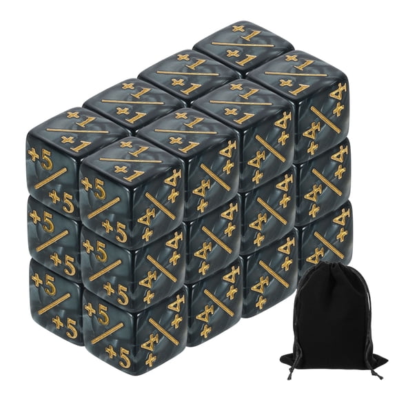 24Pack Magic Dice Counters, Acrylic D6 Life Counter Token Dice Set, Black Marble