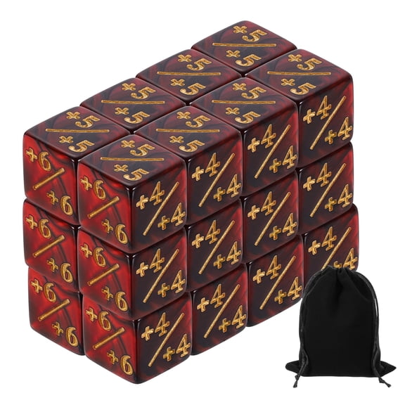 24Pack Magic Dice Counters, Acrylic D6 Life Counter Token Dice Set, Red & Black
