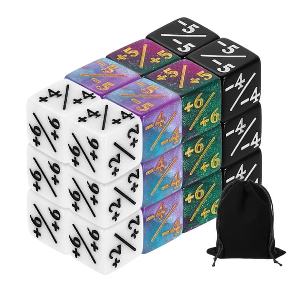 24Pack Magic Dice Counters, Acrylic D6 Life Counter Tokens Dice Set 4 Colors