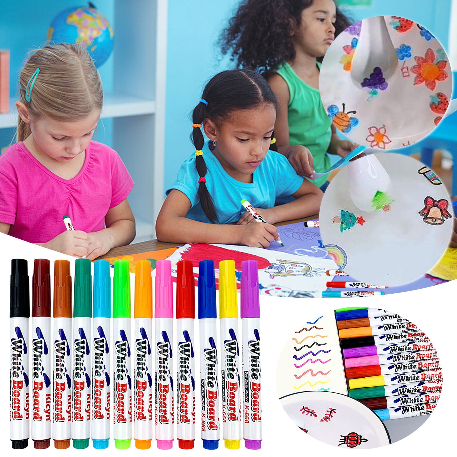 24Pack Marker Pen Dry Erase Markers, Waterbased Whiteboard Pen