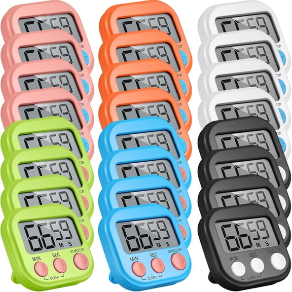 24Pack Multi-Function Electronic Timer, Learning Management, Suitable for Kitchen, Study, Work, Exercise Training, Outdoor Activities(not Including Battery)