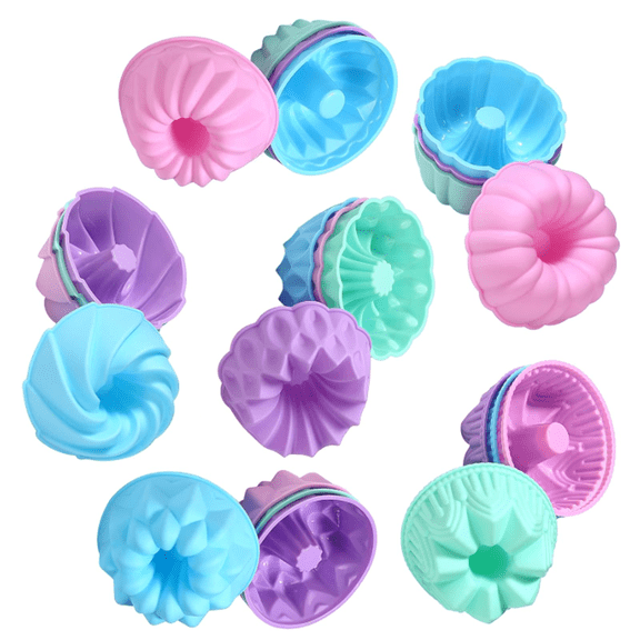 24Pack Silicone Molds, Nonstick 3 inches Donut Mold, Silicone Baking Cups, Donut Pan, Muffin, Jello, Bagel Pan