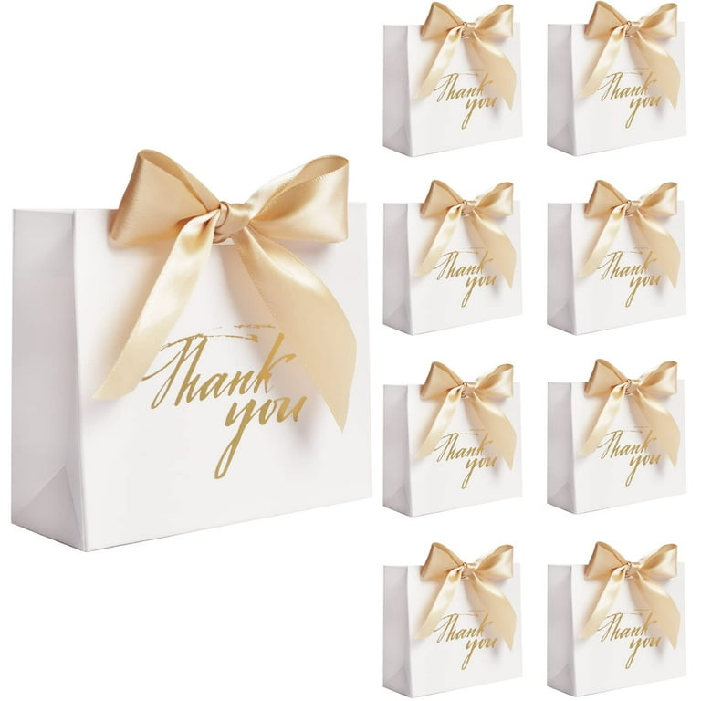 PAPER GIFT BAG SMALL WHITE W/GOLD PAPER GIFT BAG SMALL WHITE W/GOLD