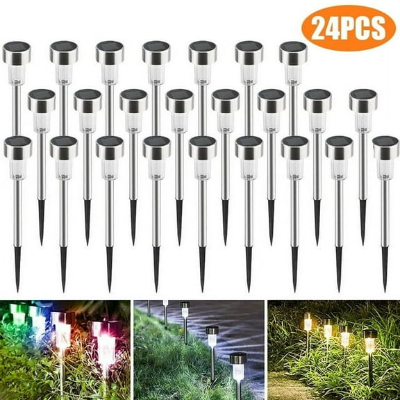 BLITZWILL Solar Lights Outdoor, 24Pack LED Waterproof Pathway Lights for Garden, Landscape, Path, Yard, Patio, RGB