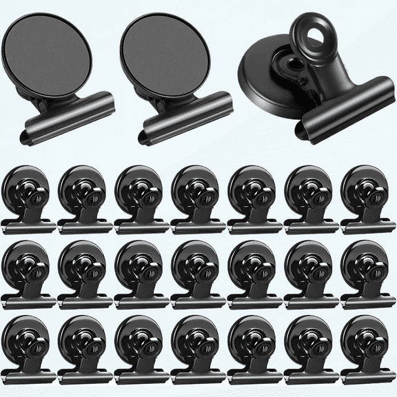 24Pack Strong Fridge Magnets Magnetic Clips Bulldog Clips Perfect for Refrigerator Whiteboard Magnets Photo Displays Home School Use Magnets for Whiteboard Heavy Duty Magnetic Clips(Black)
