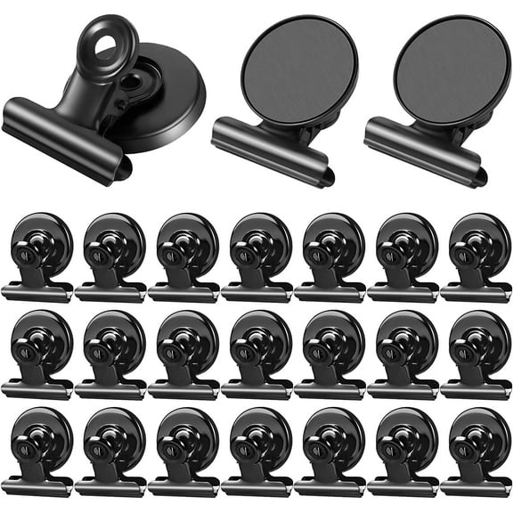 24Pack Strong Fridge Magnets Magnetic Clips Bulldog Clips Perfect for Refrigerator Whiteboard Magnets Photo Displays Home School Use Magnets for Whiteboard Heavy Duty Magnetic Clips(Black)