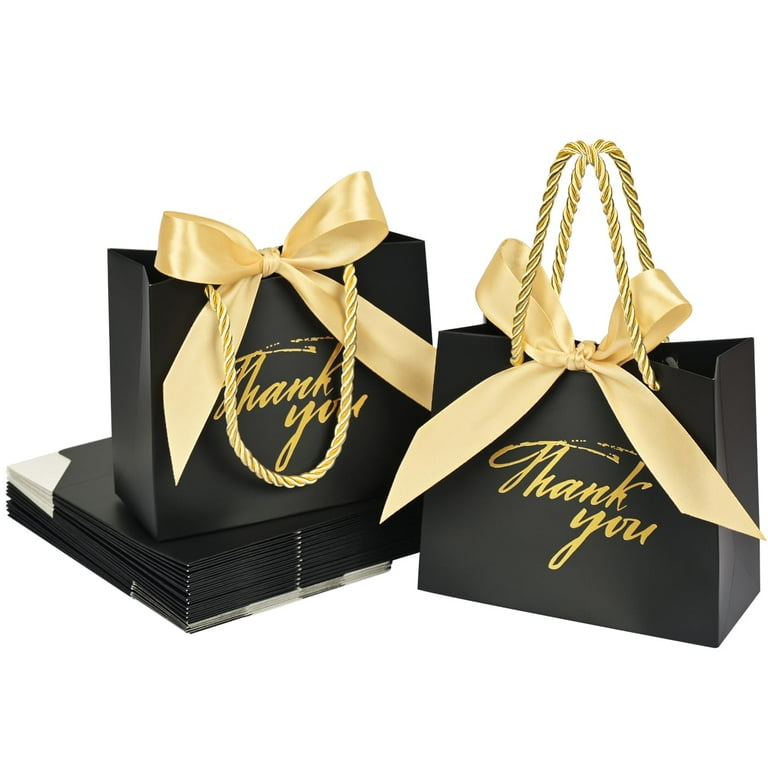 PAPER GIFT BAG SMALL BLACK W/GOLD PAPER GIFT BAG SMALL BLACK W/GOLD